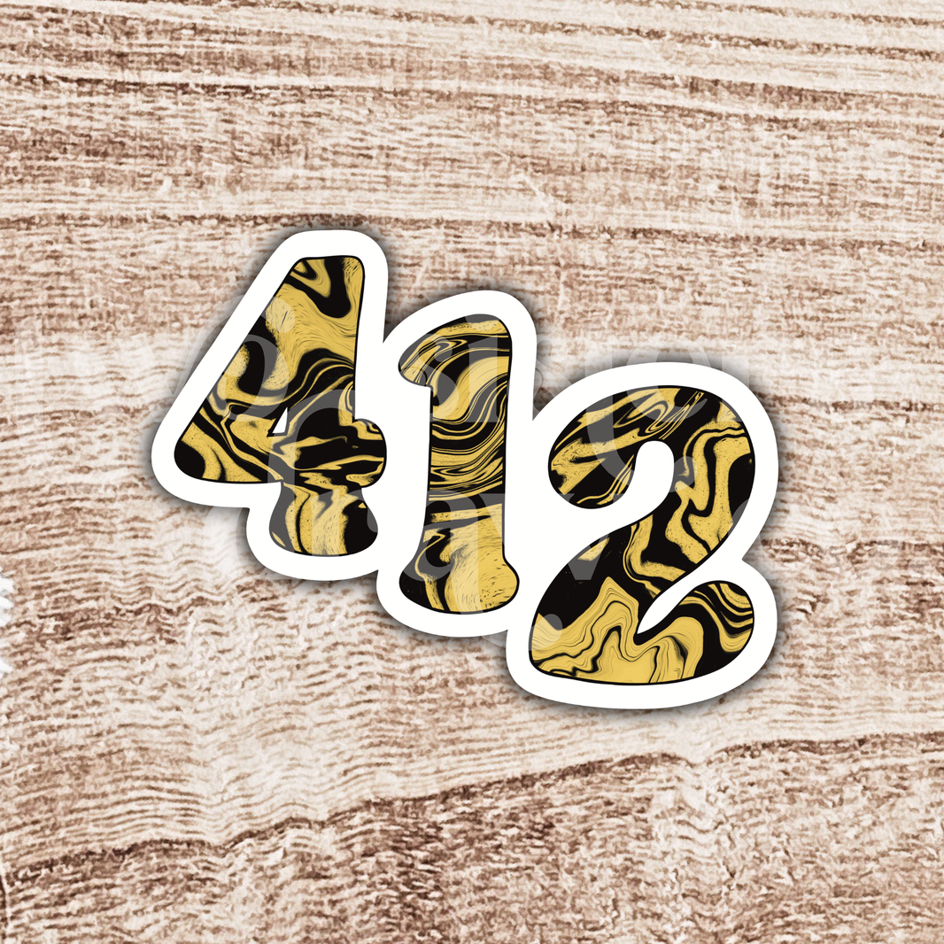 Marble Black & Gold 412 Pittsburgh Sticker