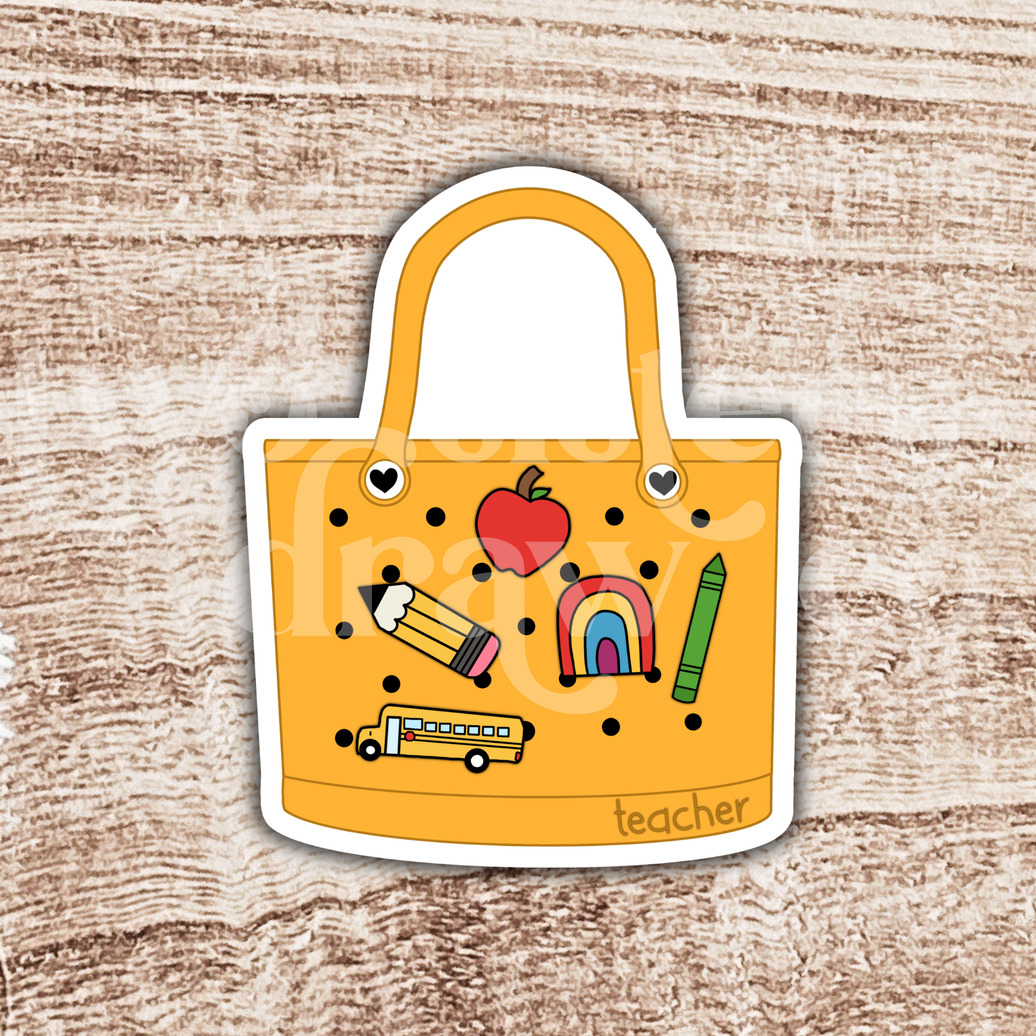 Yellow Teacher Bogg Bag Sticker