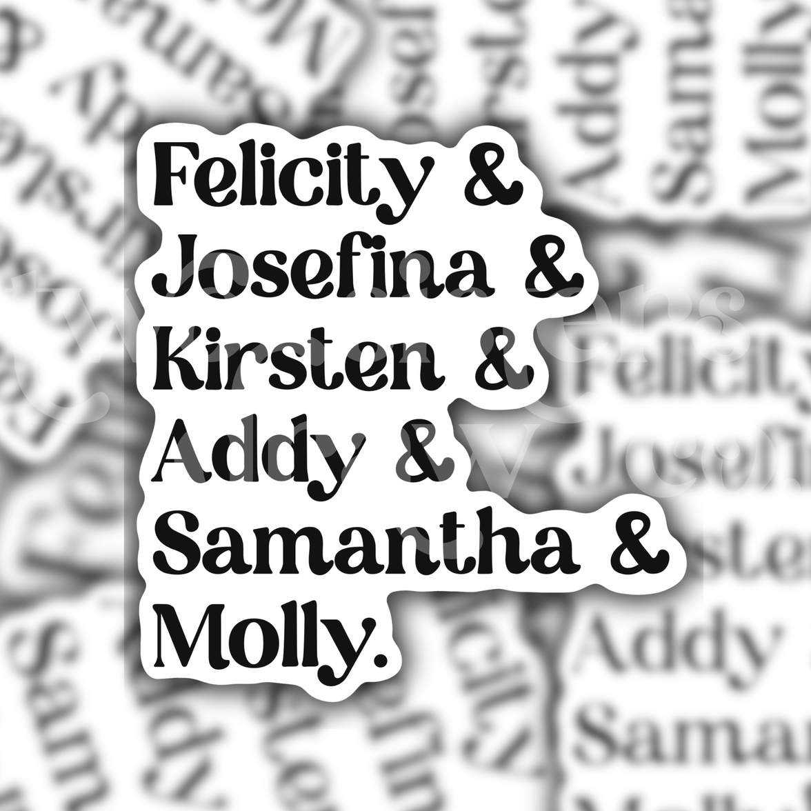American Girl Historical Doll Names Sticker