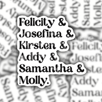 American Girl Historical Doll Names Sticker