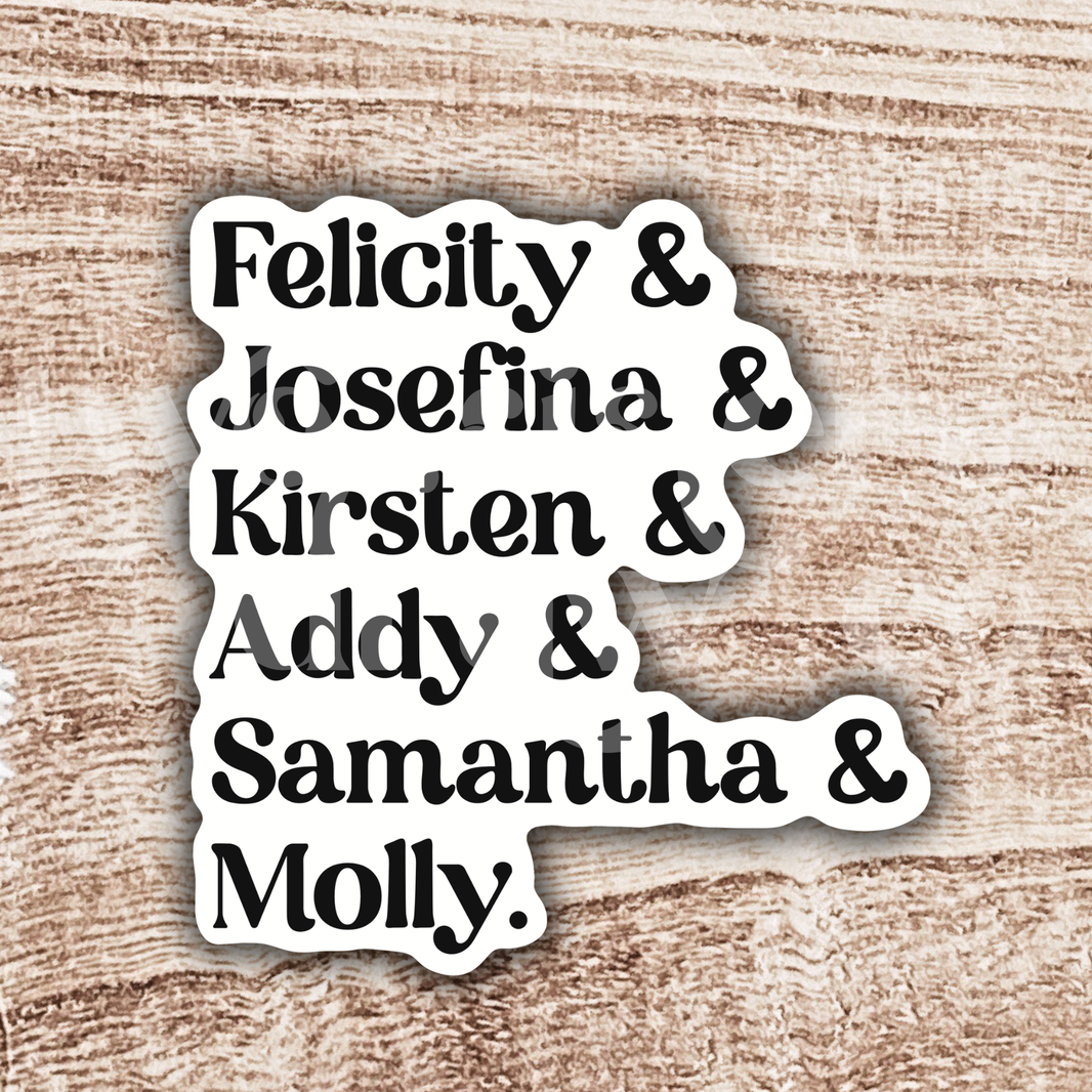 American Girl Historical Doll Names Sticker