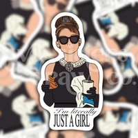 Audrey Hepburn I'm Just A Girl Sticker