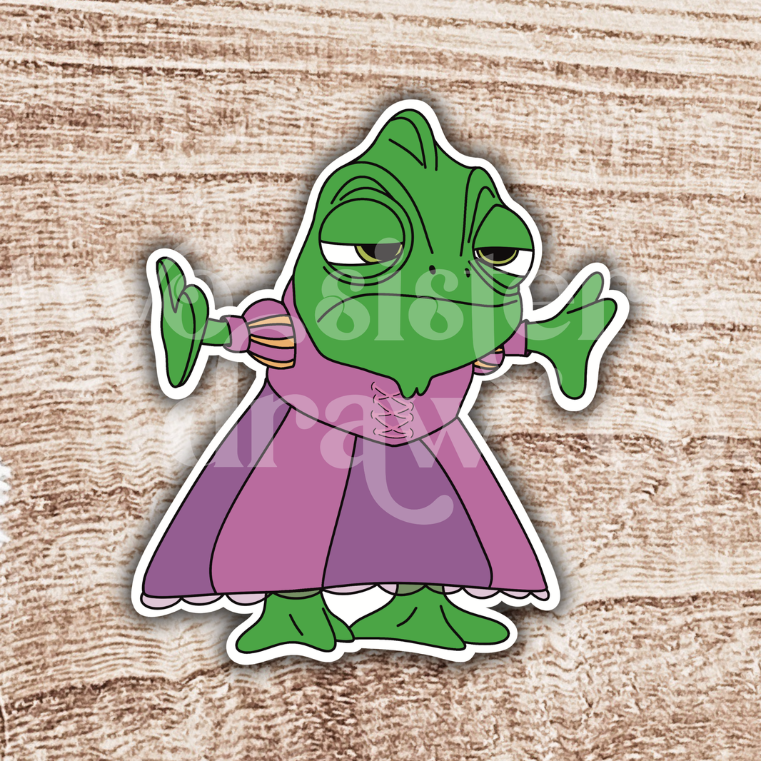 Grumpy Pascal in Rapunzel's Dress Sticker