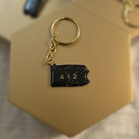 The 412 PA Keychain | Black & Gold Pittsburgh Fan Gifts