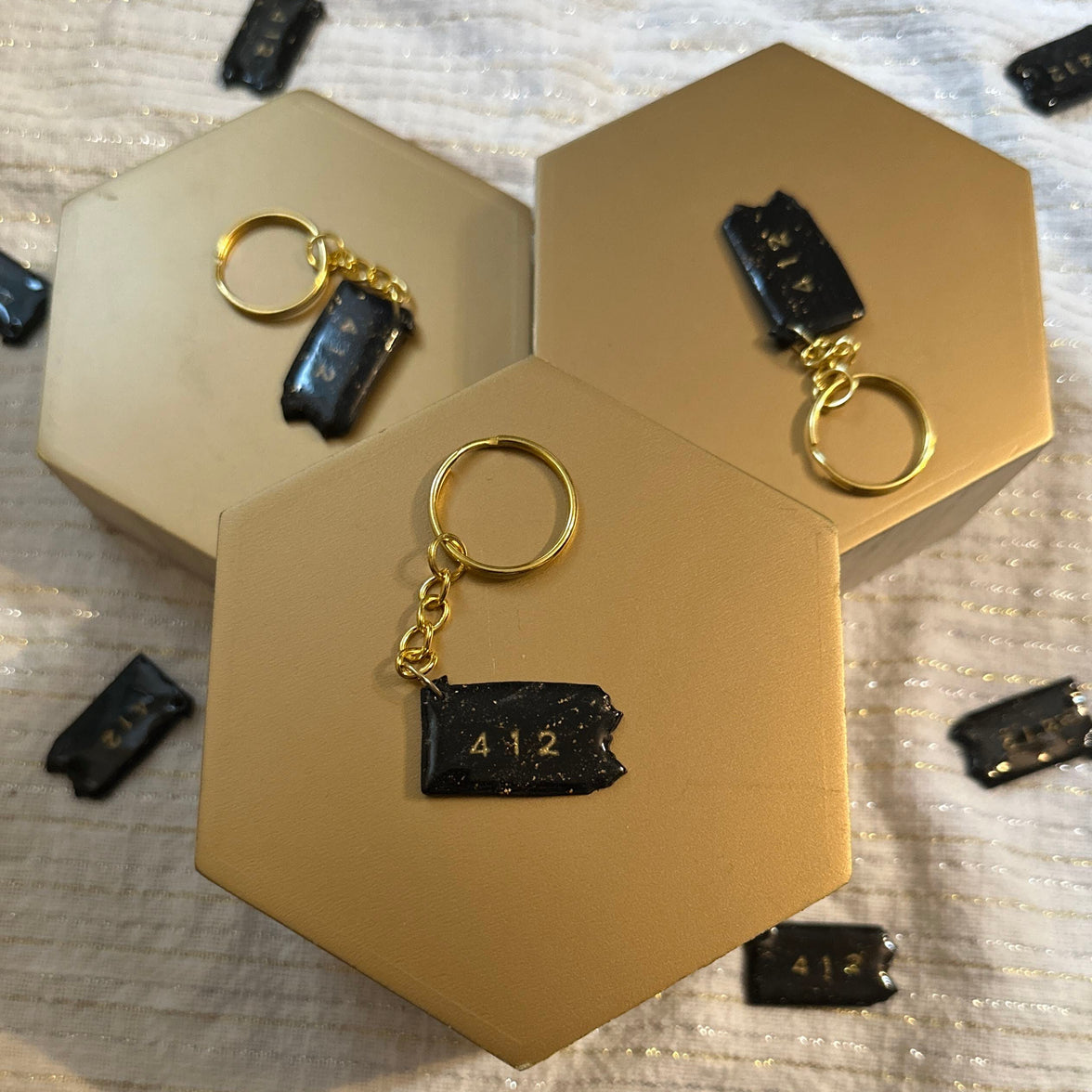 The 412 PA Keychain | Black & Gold Pittsburgh Fan Gifts