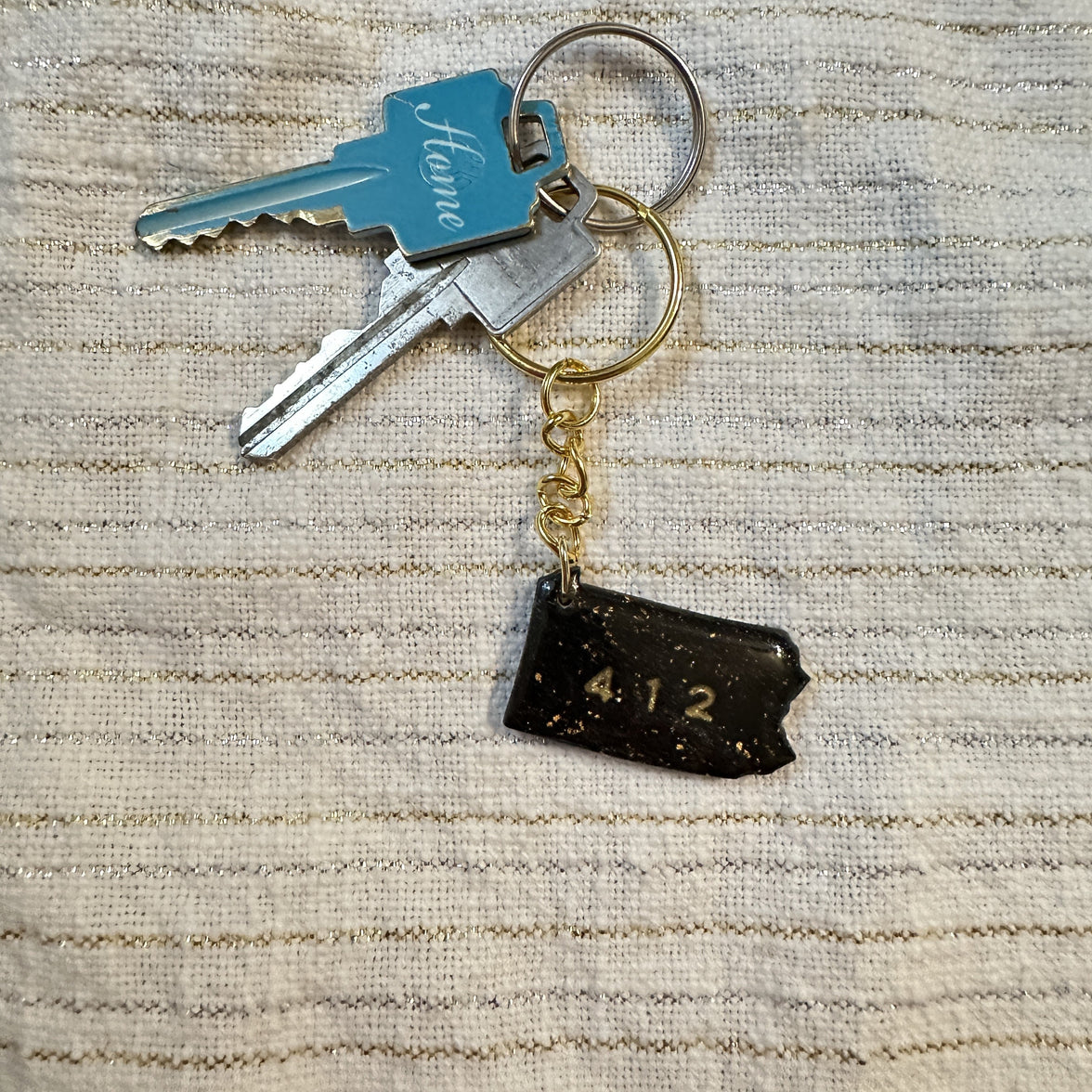 The 412 PA Keychain | Black & Gold Pittsburgh Fan Gifts