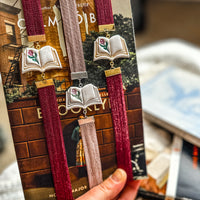 Storybook Rose Bookmark | Handmade Open Book Clay Page Holder