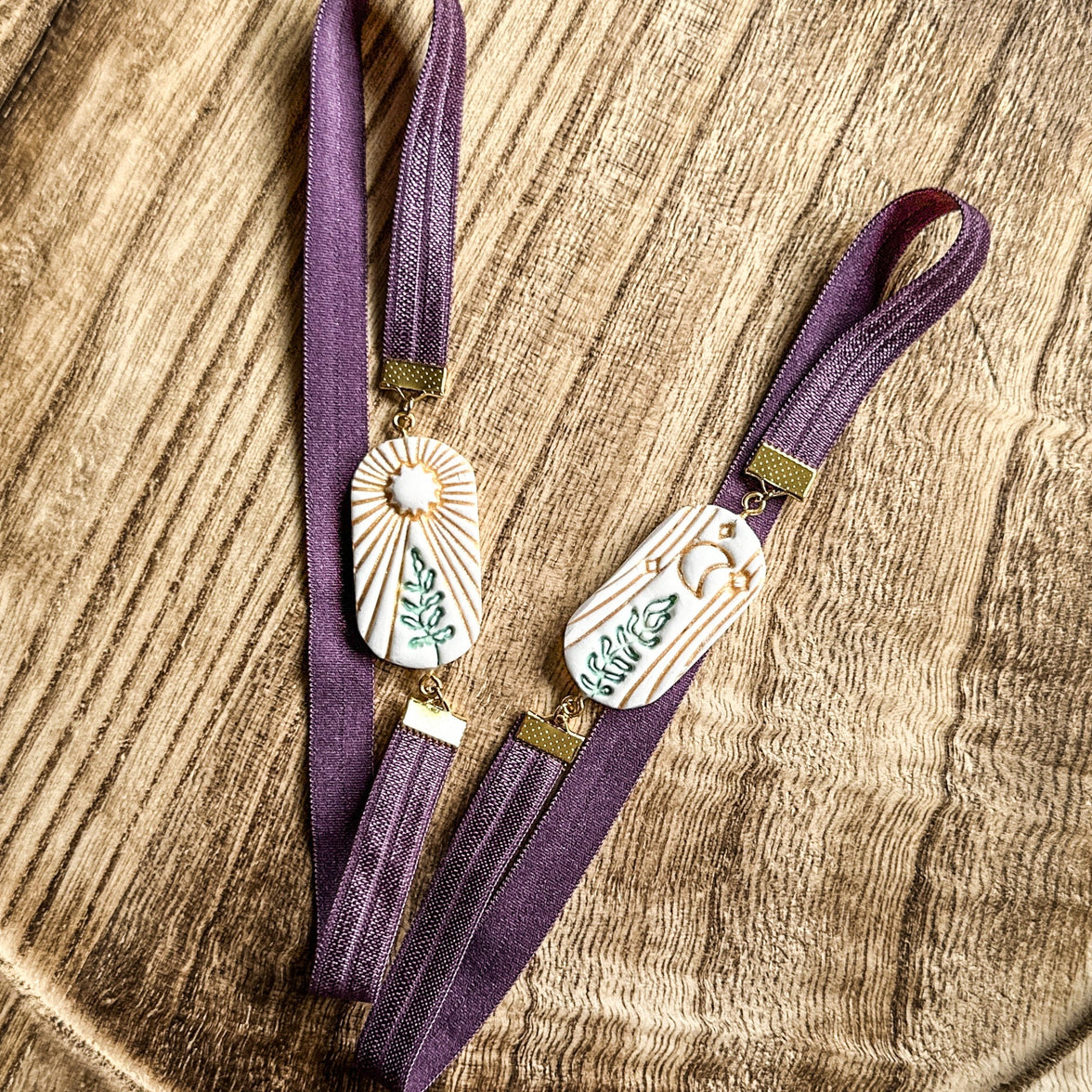 Celestial Sprig Bookmark | Sun & Moon Clay Page Holder