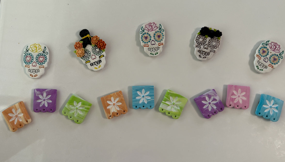 Artisan Sugar Skull & Papel Picado Set | Dopamine Decor Magnets