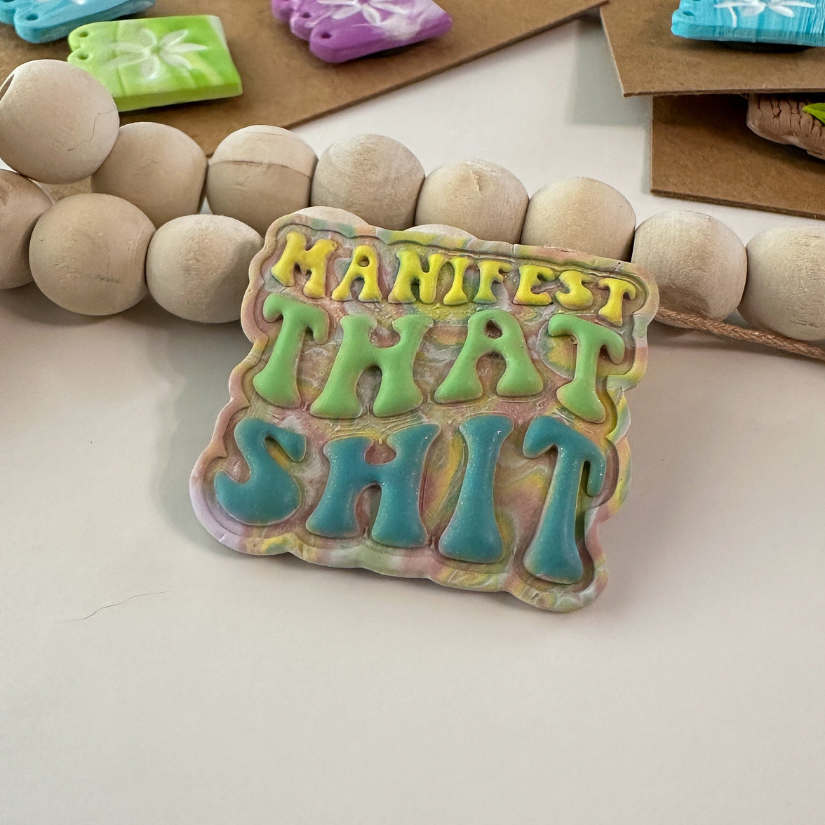 "Manifest That Shit" | Retro Bubble-Letter Magnet Decor