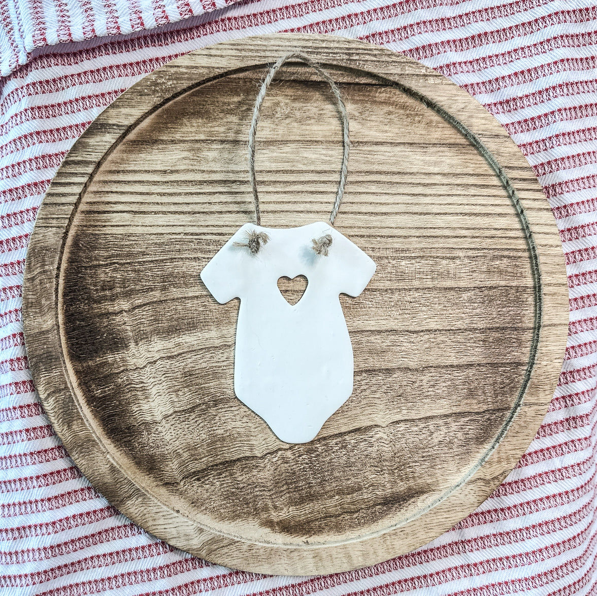 Pregnancy Announcement Ornament | Hand-Stamped Clay Keepsake