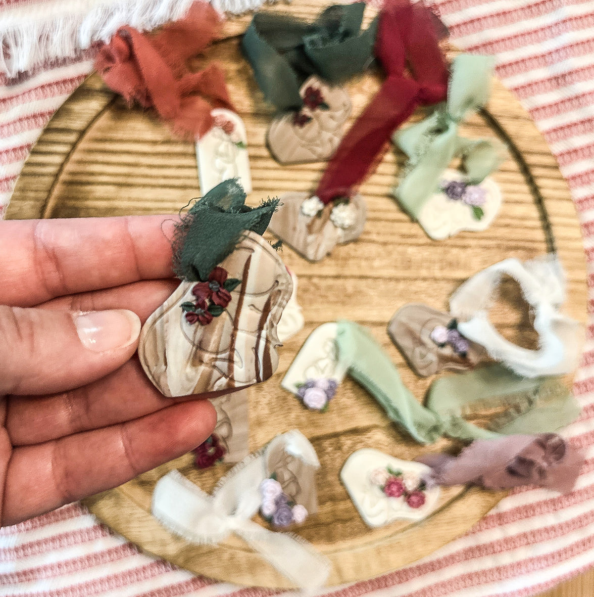 Mother & Baby Floral Clay Ornament | Sentimental New Mom & Baby Shower Gift