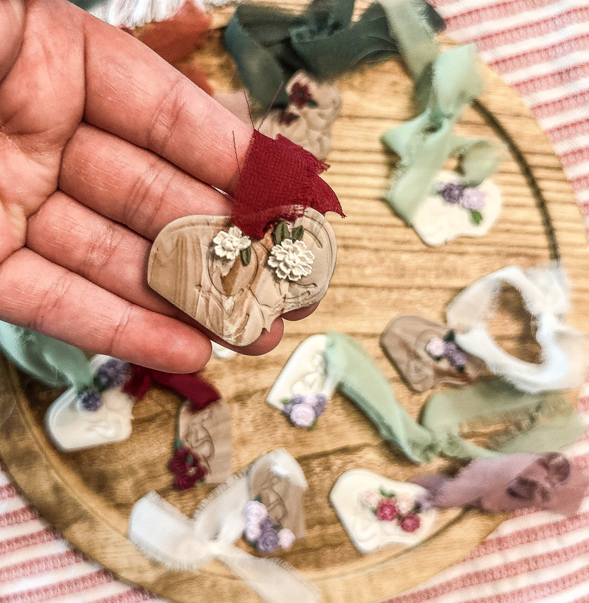 Mother & Baby Floral Clay Ornament | Sentimental New Mom & Baby Shower Gift