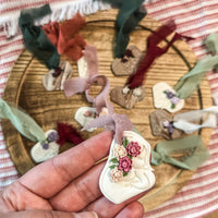 Mother & Baby Floral Clay Ornament | Sentimental New Mom & Baby Shower Gift