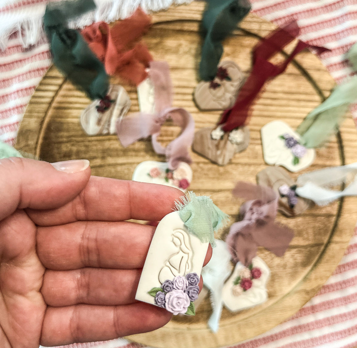 Miniature Pregnant Mother Clay Ornament | Maternity Keepsake & Baby Shower Gift