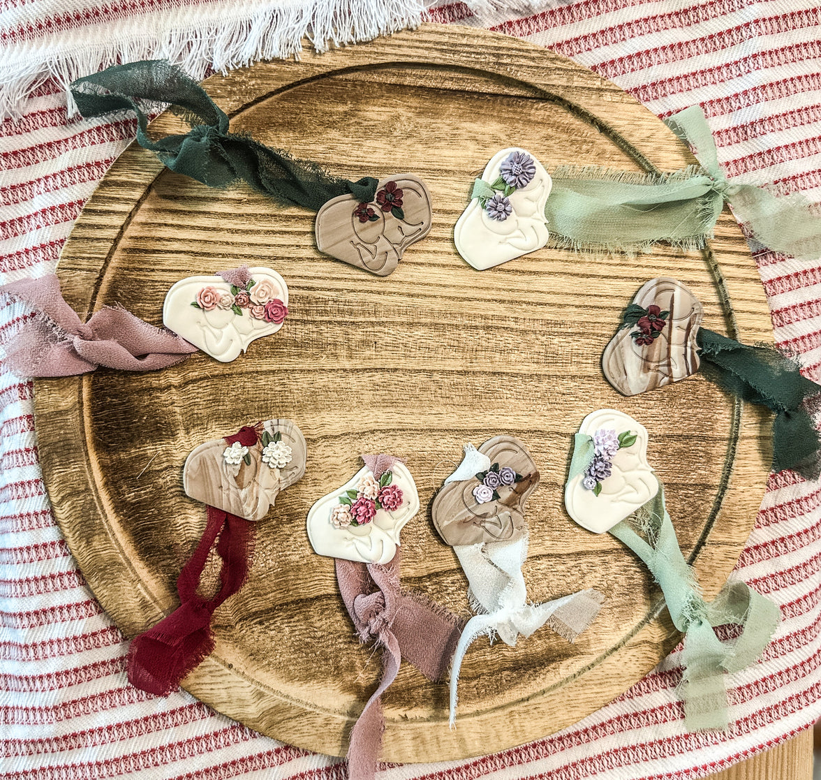 Mother & Baby Floral Clay Ornament | Sentimental New Mom & Baby Shower Gift