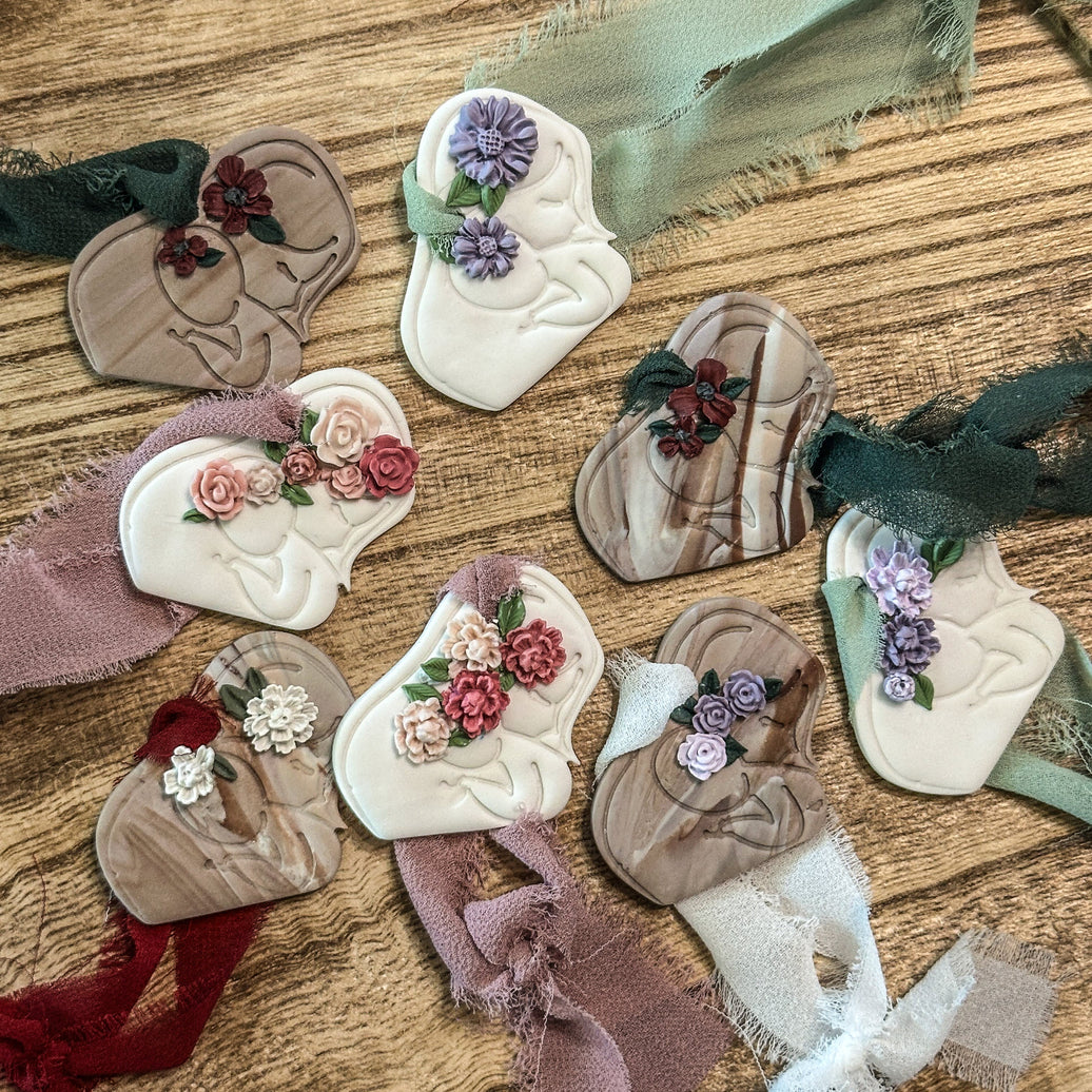 Mother & Baby Floral Clay Ornament | Sentimental New Mom & Baby Shower Gift