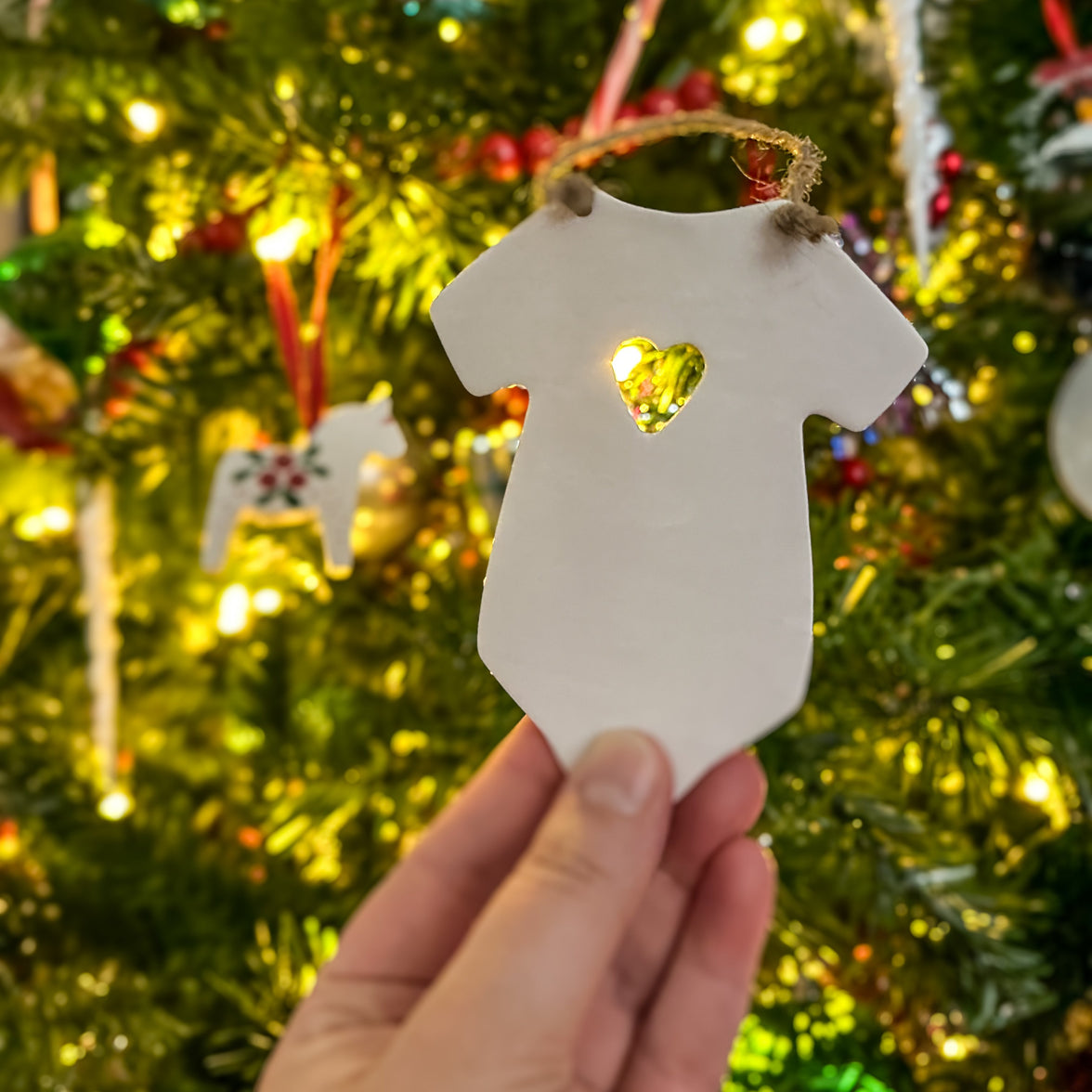 Pregnancy Announcement Ornament | Hand-Stamped Clay Keepsake