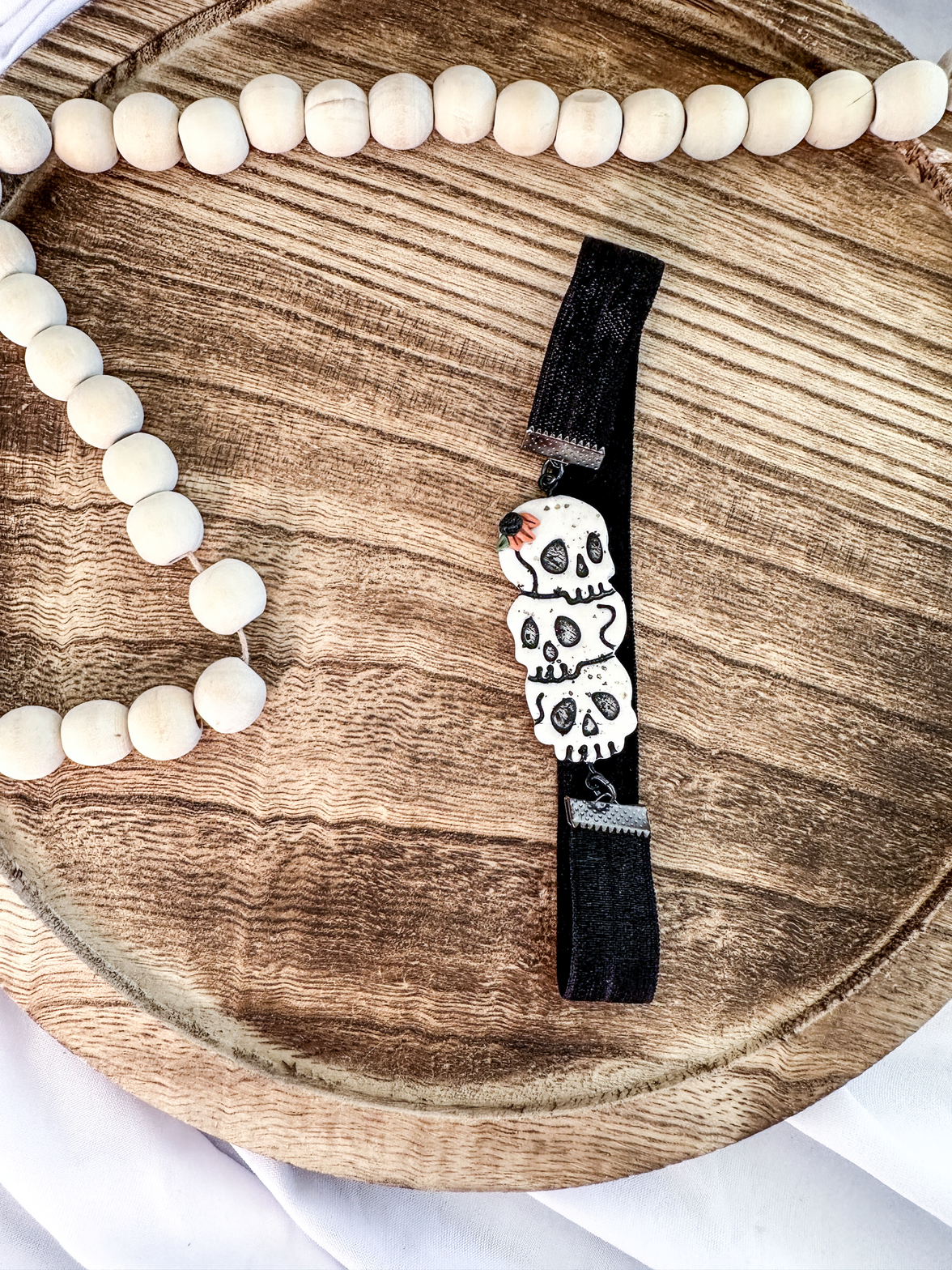Floral Skull Stack Clay Bookmark | Gothic Page Holder