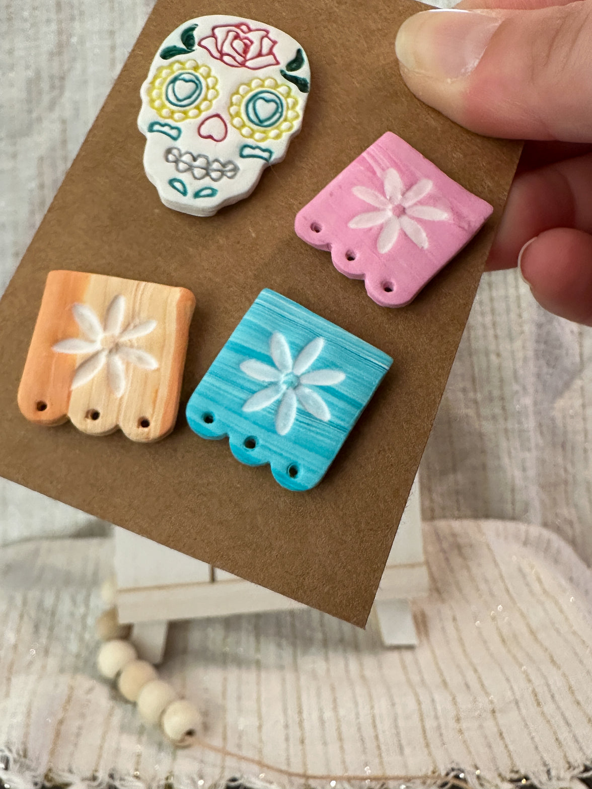 Artisan Sugar Skull & Papel Picado Set | Dopamine Decor Magnets
