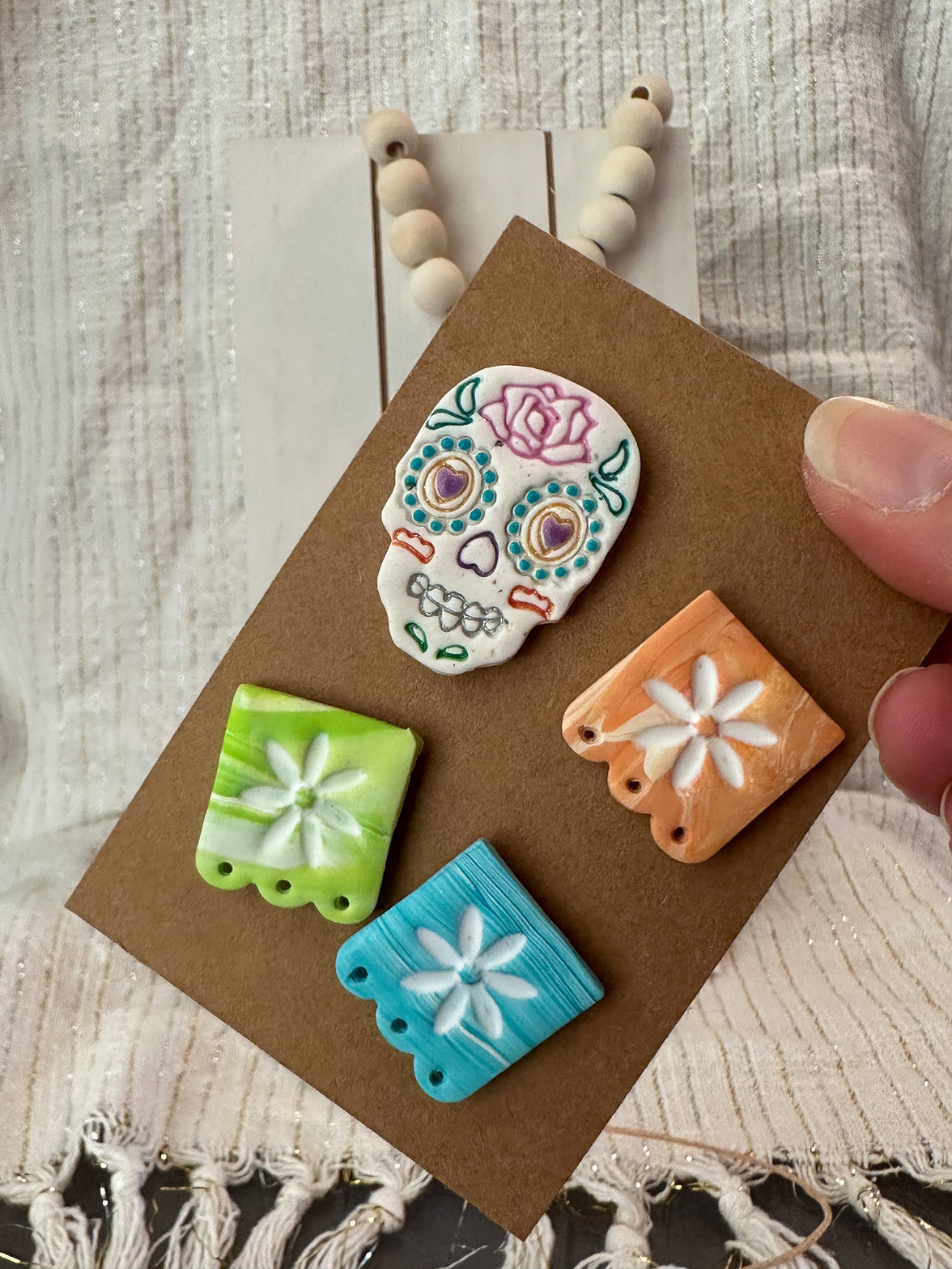 Artisan Sugar Skull & Papel Picado Set | Dopamine Decor Magnets