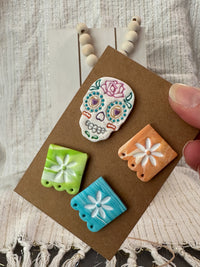 Artisan Sugar Skull & Papel Picado Set | Dopamine Decor Magnets