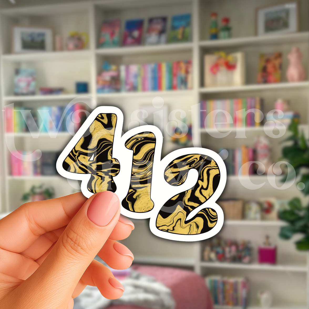 Marble Black & Gold 412 Pittsburgh Sticker