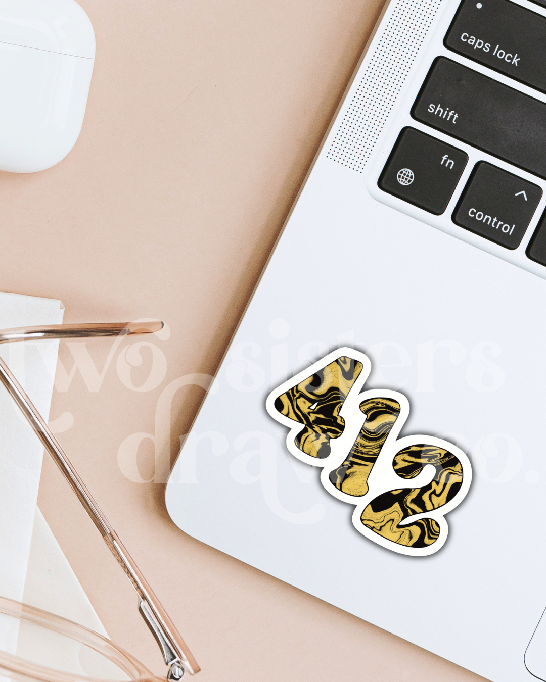 Marble Black & Gold 412 Pittsburgh Sticker