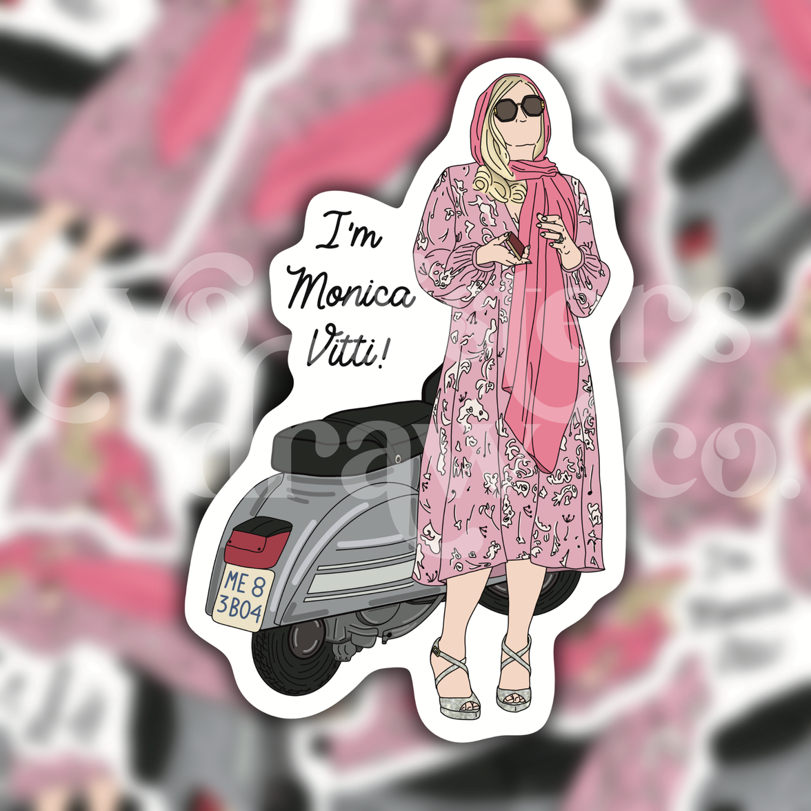 Tanya McQuoid "I'm Monica Vitti!" Italy Vespa Sticker