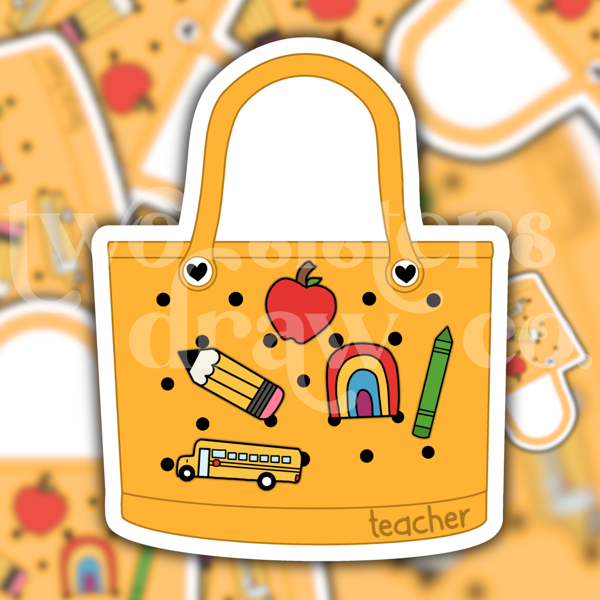 Yellow Teacher Bogg Bag Sticker