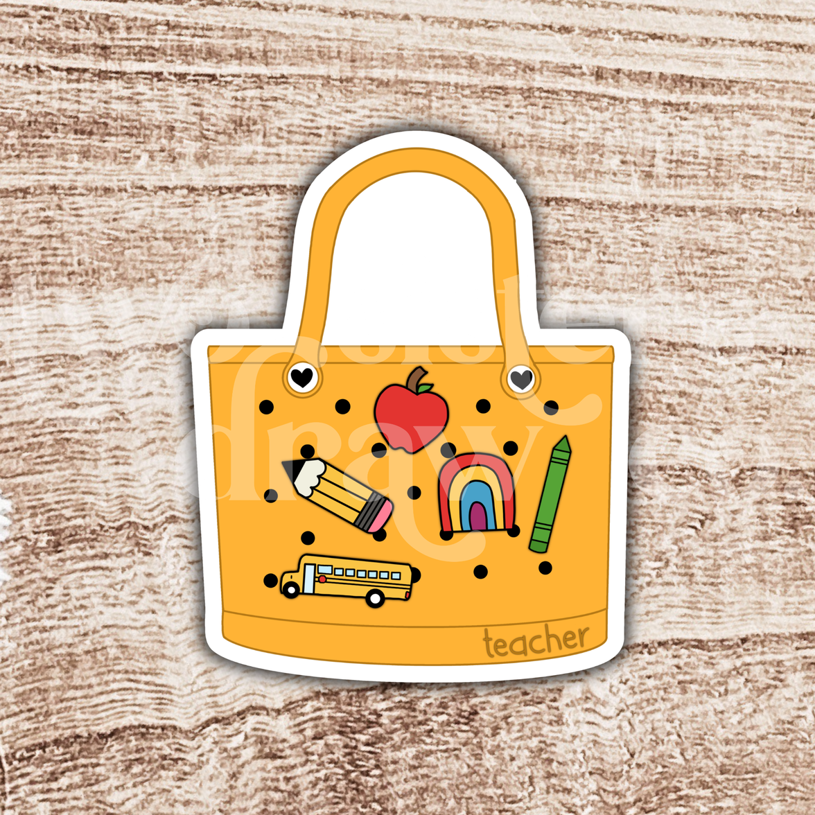 Yellow Teacher Bogg Bag Sticker