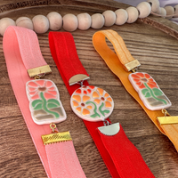 Hand-Painted Floral Clay Bookmark | Artisan Botanical Elastic Pageholder