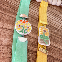 Hand-Painted Floral Clay Bookmark | Artisan Botanical Elastic Pageholder