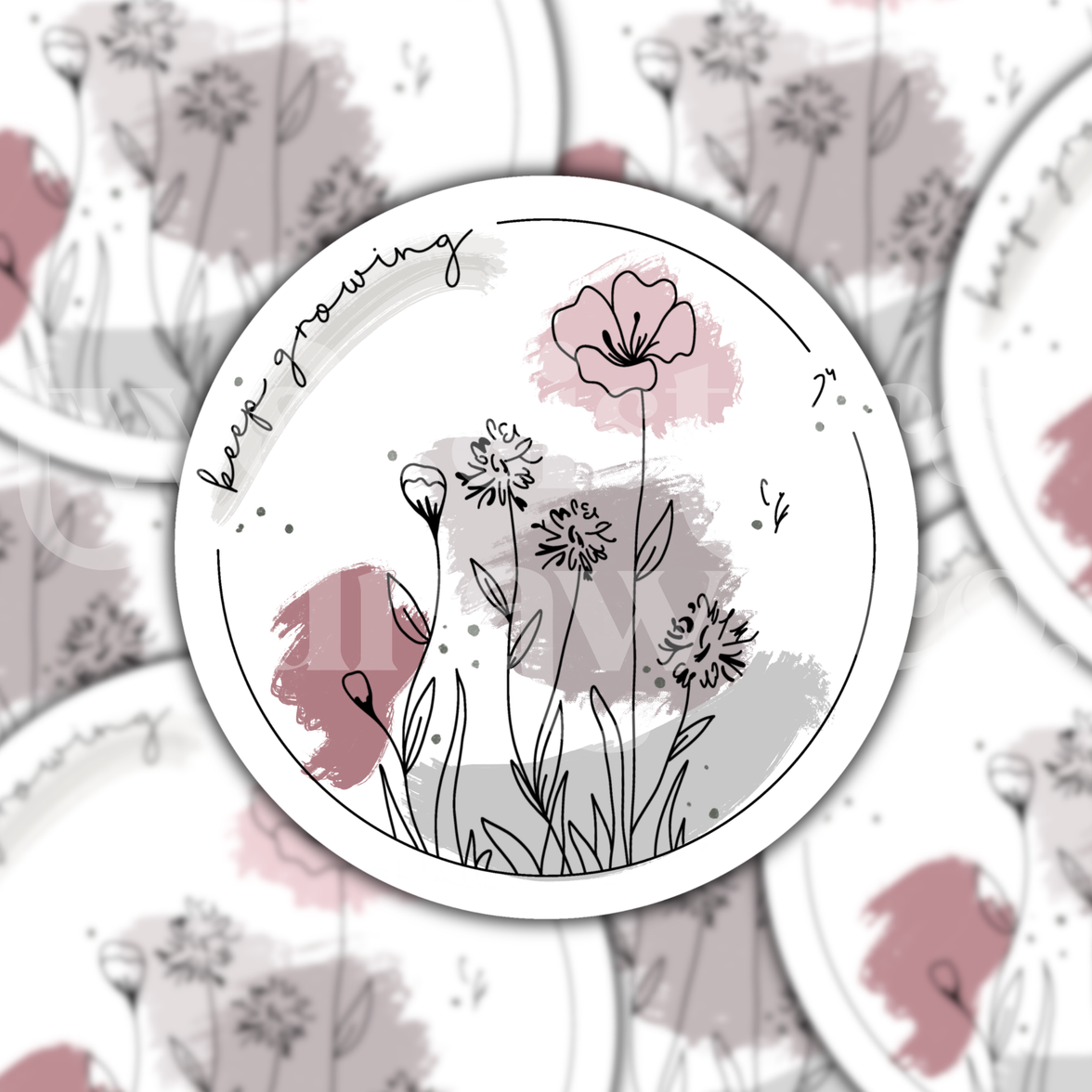 Keep Growing Floral Motivational Sticker