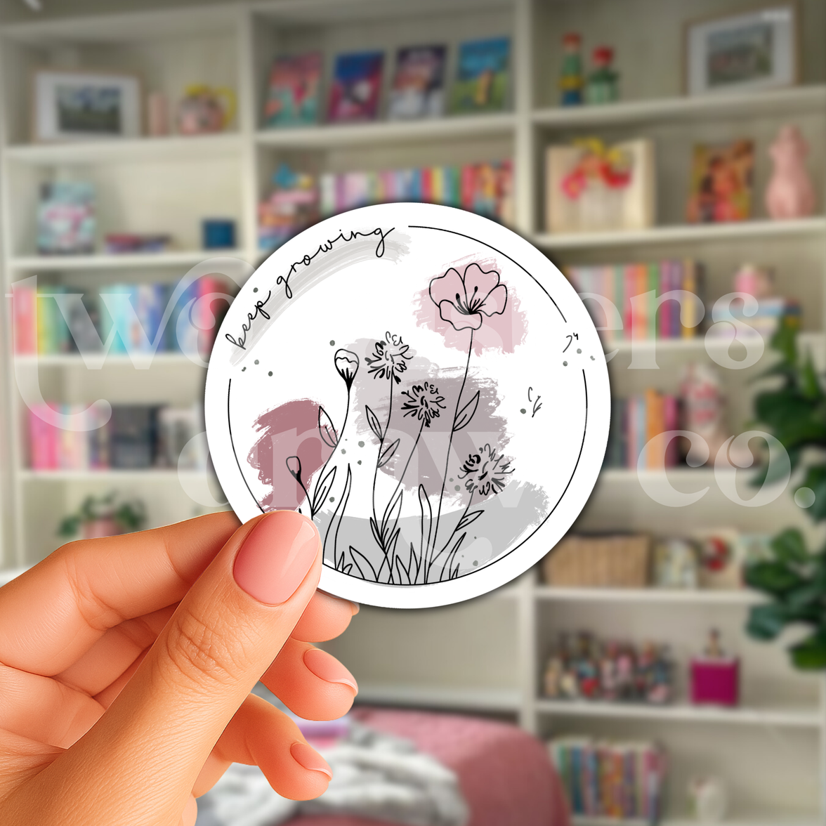 Keep Growing Floral Motivational Sticker