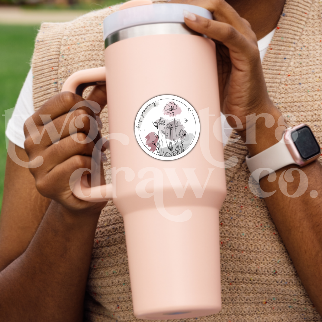 Keep Growing Floral Motivational Sticker
