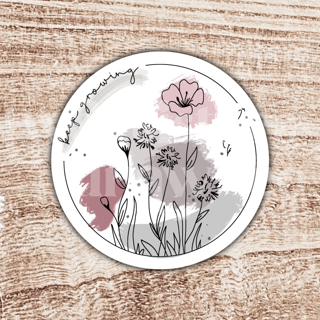 Keep Growing Floral Motivational Sticker
