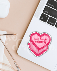 Live Laugh Lobotomy Pink Heart Cake Sticker